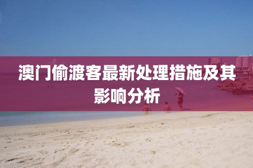 澳門偷渡客最新處理措施及其影響分析